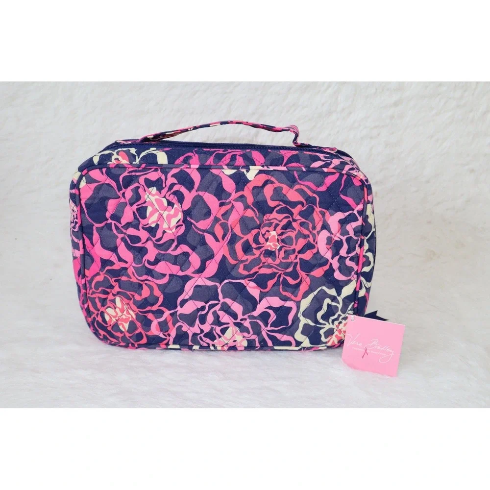 NWT Vera Bradley Large Blush & Brush Makeup Case Cosmetic Bag Katalina Pink